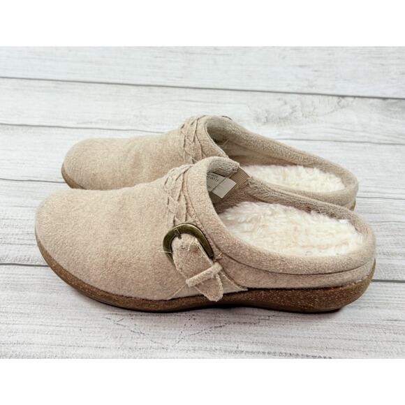 Aetrex Libby Wool Clogs Adjustable Buckle Cork Comfort Lined US 9-9.5 EUR 40 - Picture 2 of 10
